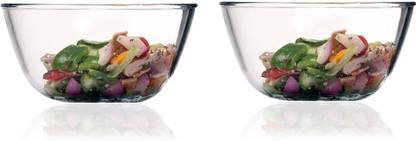 Femora Borosilicate Glass Salad Bowl Borosilicate Glass Microwave Safe Mixing Bowl Set - 400 ML