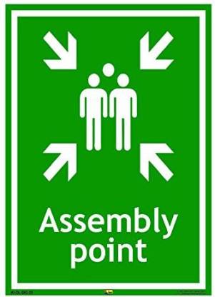 Mr. SAFE Assembly Point Sign In Self Adhesive Stickers (12 Inch X 18 Inch) Emergency Sign
