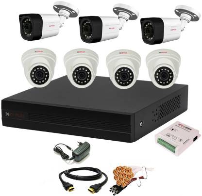 CP PLUS 8 Channal HD DVR 1080p 1Pcs,Outdoor Camera 2.4 MP 3Pcs,Indoor Camera 2.4 MP 4Pcs,combo set Security Camera
