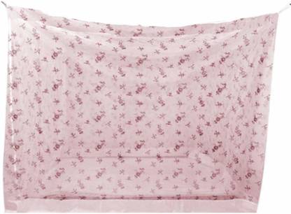 DIVAYANSHI Polyester Adults Washable King Size Bed Net Pink Printed Heavy Quality Polyester Soft Net Mosquito Net