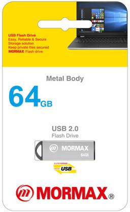 Mormax Metal USB 2.0 Drive 64 Pen Drive Compatible with Laptop, Audio Player, Gaming Console, Desktop Computer, Television, Netbook USB 2.0 Metal Case