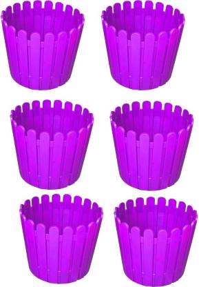 Airex VIP designer flower pots for living room Planters|flowers pot for decoration (PACK OF 6, Purple, Size 5.5 Inch) flower pots for garden Indoor/Outdoor Plant Container Set