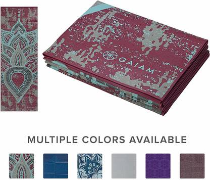 Gaiam Yoga Mat - Foldable 2Mm Travel Exercise & Fitness Mat Built-In Multicolor 2 mm Yoga Mat