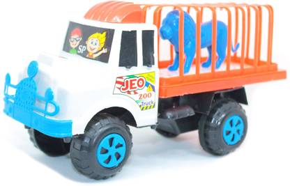 SK Toy world Push and Go Friction Zoo Toy Truck for Kids, Zoo Truck Toy with Friction Powered Wheels and Animals in Container for Kids