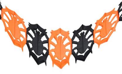 FUNCART Halloween orange & black spider banner Banner