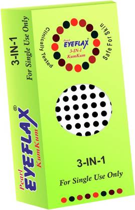 PEARL EYEFLAX Kumkum Bindi Black Round Box with 15 Flaps BR 7.5 (Black) Forehead Black Bindis