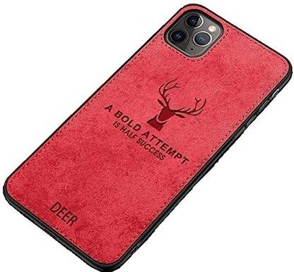 AXXEUM Back Cover for Iphone 11 Pro (5.8”) Deer Series Soft Fabric Anti Slip Grip & Camera Protection Case (Red)