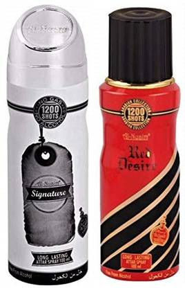 Al Nuaim Signature & Red Desire Perfume Spray 1200 Shots Deodorant Spray  -  For Men