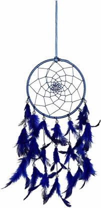 SHRI ANAND Dream Catchers, Home Decor, Handmade Dreamcatcher for Bedroom, Balcony, Garden, Party, Cafe, Small Ring Beaded Blue Decorative Showpiece  -  30 cm