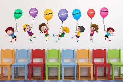 Wallzone 120 cm Week Days Removable Sticker