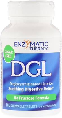 Enzymatic Therapy DGL, Deglycyrrhizinated Licorice, 100 Chewable Tablets