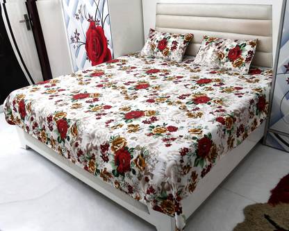 vikrant marketing 144 TC Polycotton Double 3D Printed Flat Bedsheet