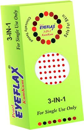PEARL EYEFLAX Kumkum Bindi Red Round Box with 15 Flaps RR 8 (Red) Forehead Red Bindis