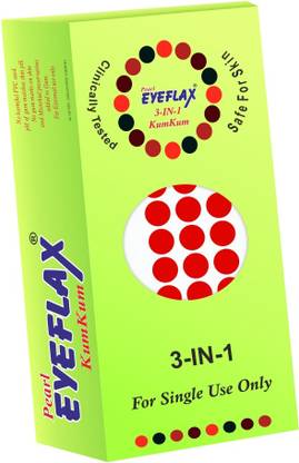 PEARL EYEFLAX Kumkum Bindi Red Round Box with 15 Flaps RR 3.5 (Red) Forehead Red Bindis