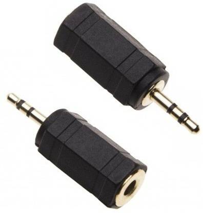 De-TechInn Black Pack Of 2 Pcs 2.5mm Male Mono Plug Stereo to Female 3.5mm Mono Jack Phone Converter