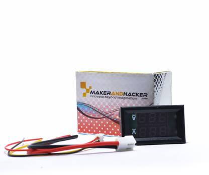MAKER AND HACKER Digital Voltmeter Ammeter DC 0-100V 10A Dual Led Red Blue Monitor Panel Module Voltmeter