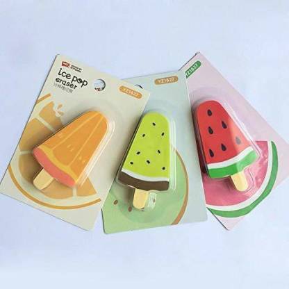 JSS Pack of 6 Fancy Fruit Erasers Non-Toxic Eraser (Set of 3, Multicolor) Non-Toxic Eraser
