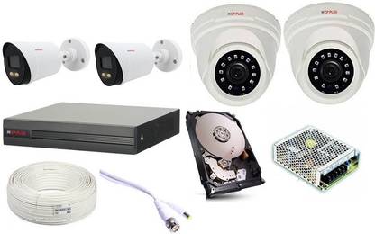 CP PLUS CP PLUS GUARD+ 2 BULLET COLOR CAMERA, 2 indigo DOME camera, 2.4MP AND ALL ACCESSORIES. Security Camera