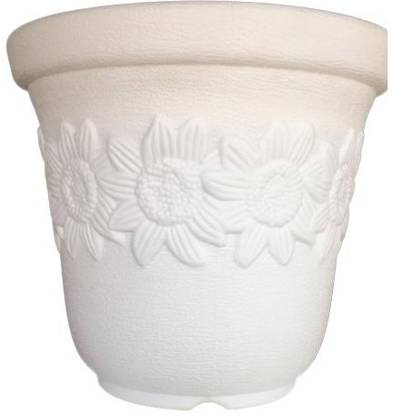 Antier Plastic Sunny Flower Pot (12-inch, White, Pack of 1) Plant Container Set