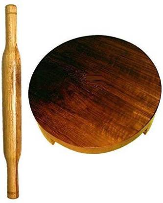 VILKHU ENTERPRISES Wooden Rolling Board & Roller,Teak Wood, CHAKLA BELAN, POLPAT BELAN, CHAPATI Maker Rolling Pin & Board