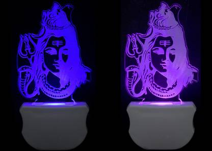 Navigate Fire The Lord Shiv 3D illusion Led Night Lamp comes with 7 Multicolor (Pack of 2) Night Lamp