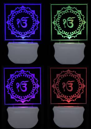 Shreya ji Solutions The Ek Onkar 3D illusion Led Night Lamp comes with 7 Multicolor lighting effect , Suitable for Room,Drawing Room,Lobby (Pack of 4) Night Lamp
