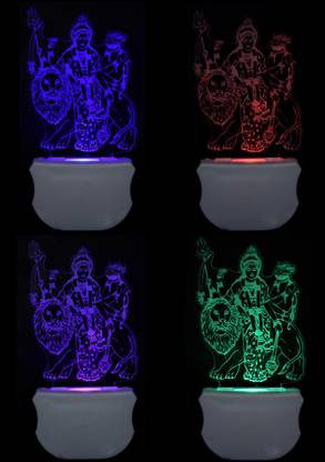 MUKESHI ENTERPRISES The Maa Sherawali 3D illusion Night lamp (PO4), Night Lamp