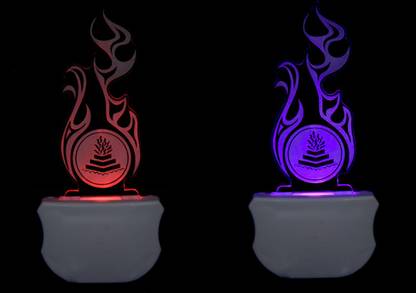 GENIUS ARS The Buring Symbol 3D illusion Led Night Lamp comes with 7 Multicolor (Pack of 2) Night Lamp