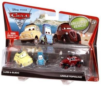 DISNEY Pixar Cars 2 Movie Die-Cast Luigi, Guido, And Uncle Topolino 3-Pack 1:55 Scale