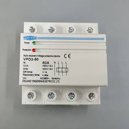 amiciSmart Automatic Over/Under Voltage Protection with Auto Re-Connect Four Wire Din-Rail Mounted Voltage Protector