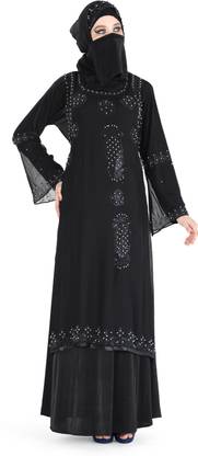 SOFIAS Polyester Solid Abaya With Hijab