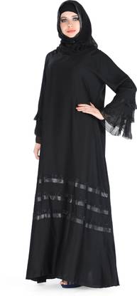 SOFIAS Polyester Solid Abaya With Hijab