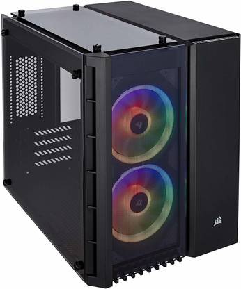 Corsair Crystal 280X RGB Micro-ATX Case, 2 RGB Fans, Tempered Glass - Black Steel, Tempered Glass Cabinet with USB 2.0 Ports Compatible with Gaming Console