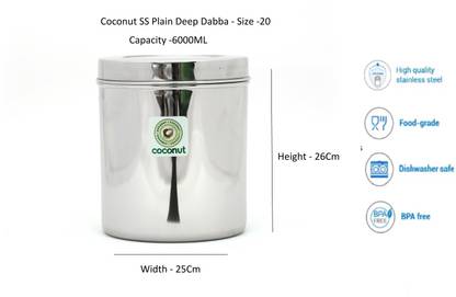 COCONUT Steel Spice Container  - 6000 ml, 7000 ml