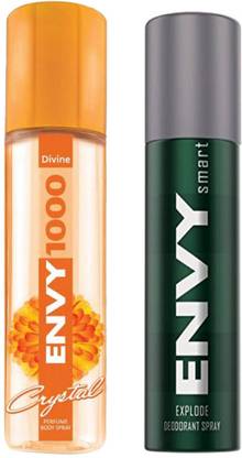 Envy Divine and Smart Explode Deodorant Spray 135 ML Each (Pack of 2) Body Spray  -  For Men & Women