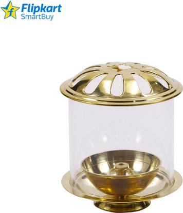 Flipkart SmartBuy Akhand Diya with Borosilicate Glass Shade for Home Brass Table Diya