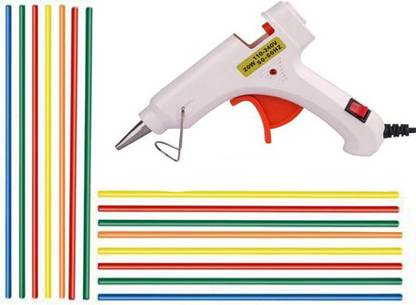 GUNSTICK GLUE GUN WHITE 20WATT WITH 15 FLUORESCENT STICKS Standard Temperature Corded Glue Gun