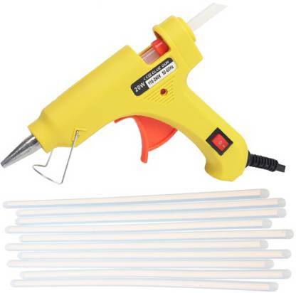 GUNSTICK YELLOW Glue Gun 20W 20WATT WITH 10 TRANSPARENT STICKS Standard Temperature Corded Glue Gun