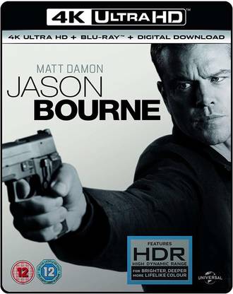 Jason Bourne (4K UHD + Blu-ray + Digital Download) (2-Disc Set) (Foil Slipcase Packaging + Region Free) (Fully Packaged Import)