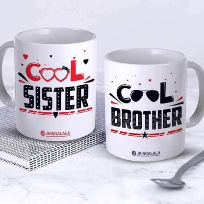 Jhingalala My Brother My Hero and My Sister My Angel Printed Ceramic Coffee Mug