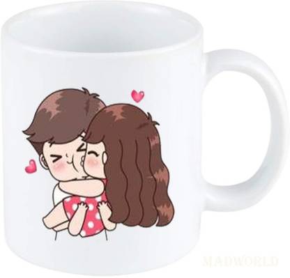 MadWorld Romantic Couple Image Best Attractive Quotes Image Printed Ceramic White Coffee Best Gift For Couple Friends,Husband Wife,Boyfriend,Girlfriend Birthday Family Festival Girlfriend Ceramic Coffee Mug