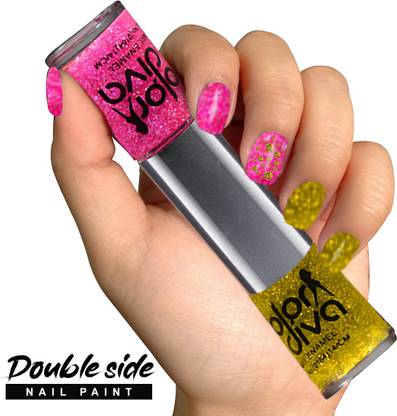 Color Diva 2 in 1 Color Dual Nailpaint Pink, Yellow (114-154) Pink, Yellow