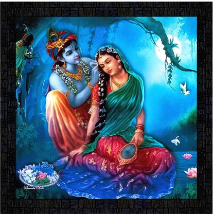 Poster N Frames Poster And Frame Radha Krishna Wall Poster | Living, Bedroom Decoration Item Digital Reprint 14 inch x 14 inch Painting
