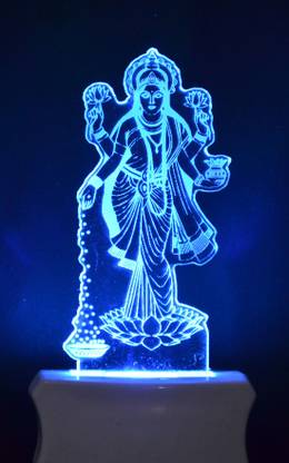 Decorcraft The Lord Lakshmi 3D Illusion Night Lamp Comes with 7 Multicolor and 3D Illusion Design Suitable for Room,Drawing Room,Lobby Night Lamp