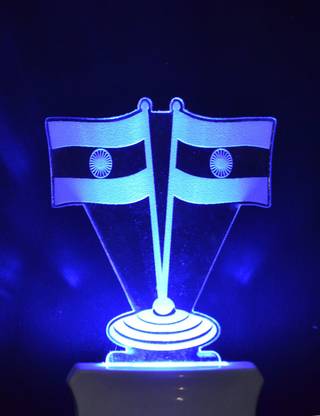 Navigate Fire The Tiranga Flag 3D Illusion Night Lamp Comes with 7 Multicolor Night Lamp