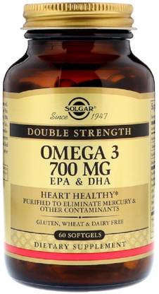 Solgar Omega-3, EPA & DHA, Double Strength, 700 mg, 60 Softgels