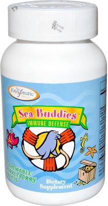 Enzymatic Therapy Sea Buddies, Immune Defense, 60 Chewable Sparkleberry Tablets