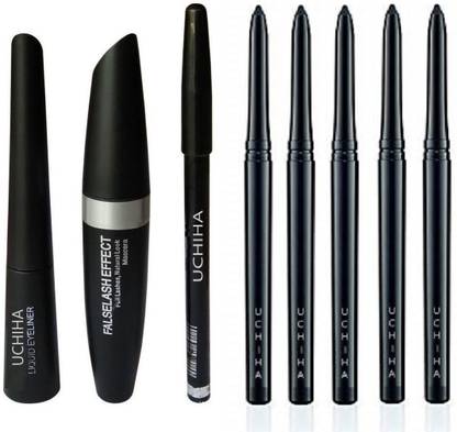 Uchiha Liquid Eyeliner, Eyebrow Pencil Mascara With Set Of 4 Kajal