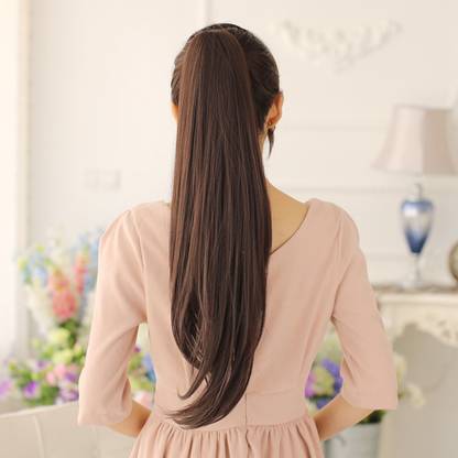 Abrish Natural Brown ponytail straight silky Hair Extension