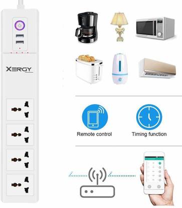 XERGY Smart Power Strip, Wi-Fi Surge Protector, Compatible with Echo Alexa, Google Assistant , Remote Control Individually, with 4 Smart AC Outlets and 2 USB Ports 6  Socket Extension Boards